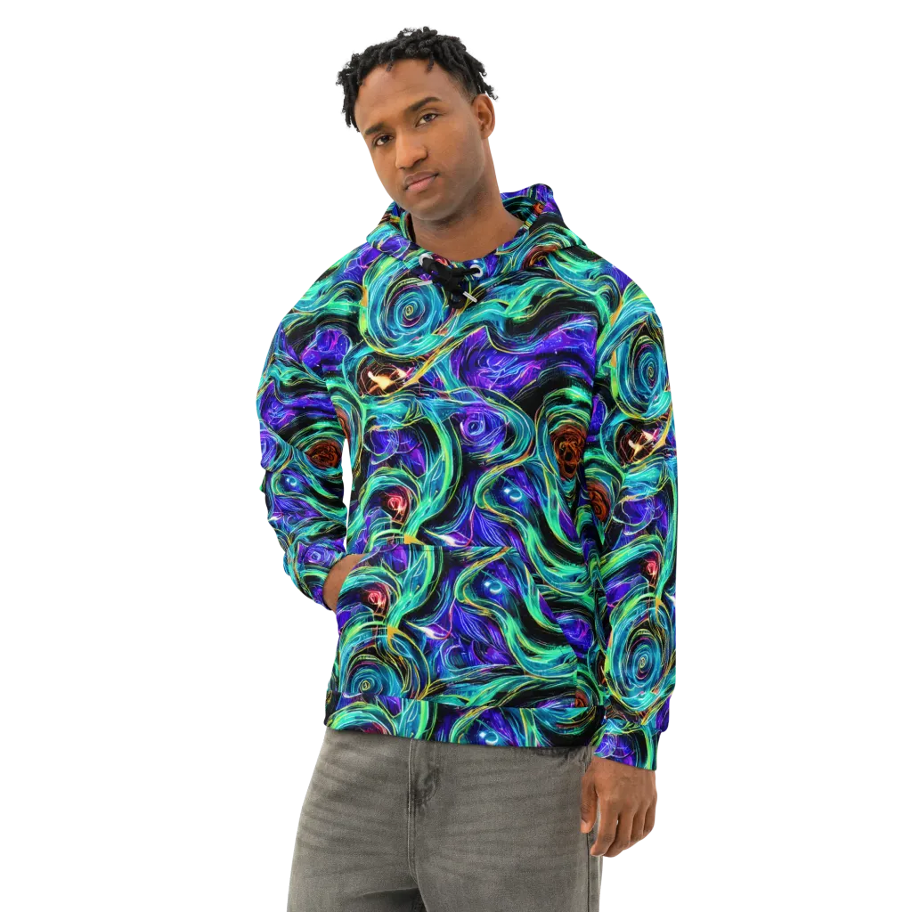 Luminous Swirl on Cotton Hoodie — Left Front
