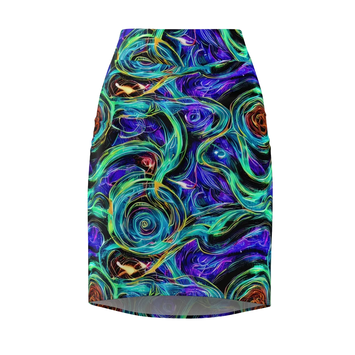 Luminous Swirl on Pencil Skirt — Front