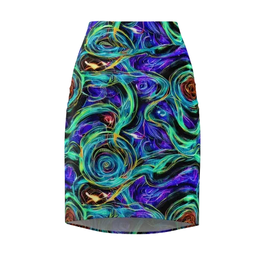 Luminous Swirl on a Pencil Skirt