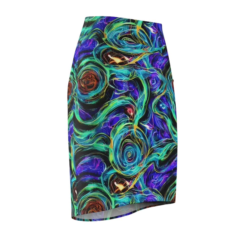 Luminous Swirl on Pencil Skirt — Front Side