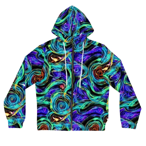 Luminous Swirl on a Women's Full-Zip Hoodie