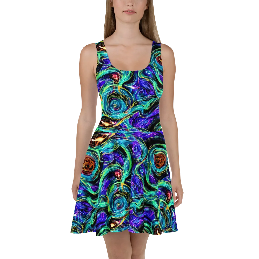 Luminous Swirl on Skater Dress — Front