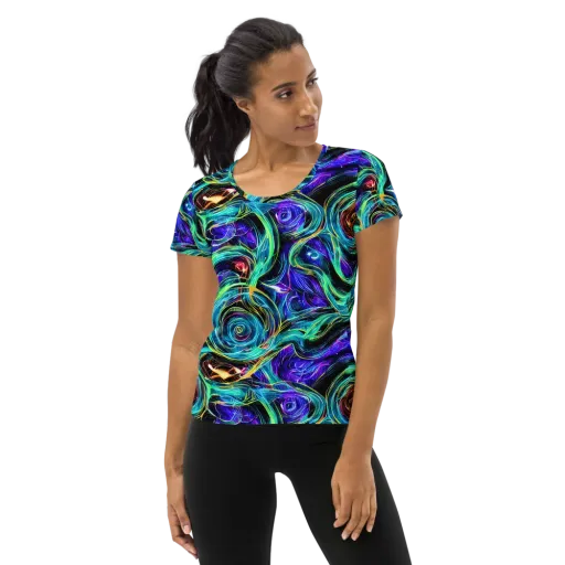 Luminous Swirl on a Women's Athletic T-Shirt