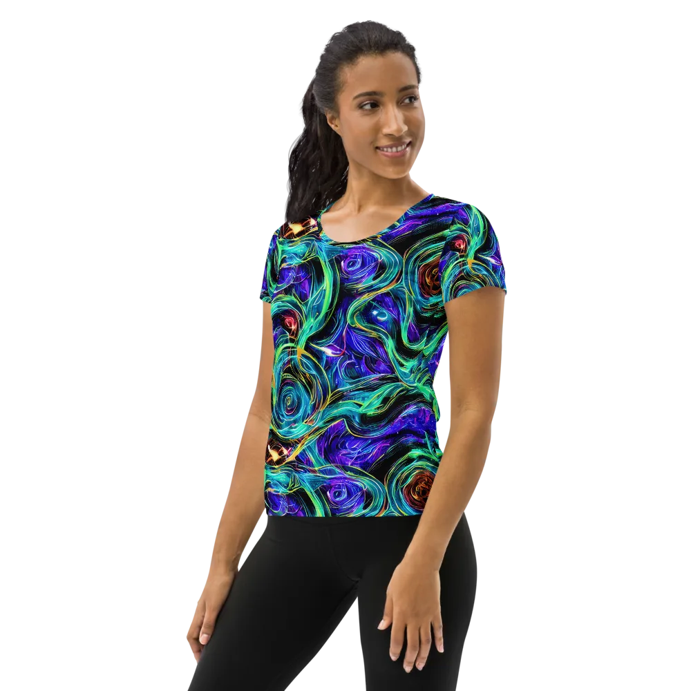 Luminous Swirl on Women's Athletic T-Shirt — Left