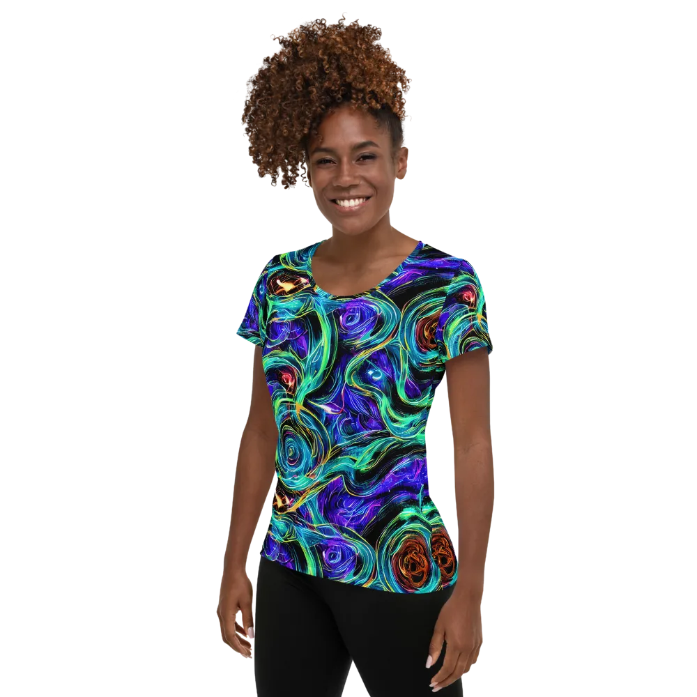 Luminous Swirl on Women's Athletic T-Shirt — Left