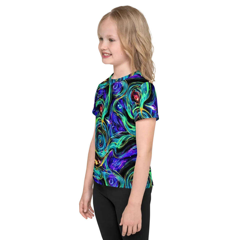 Luminous Swirl on Kids Crew Neck T-Shirt — Left