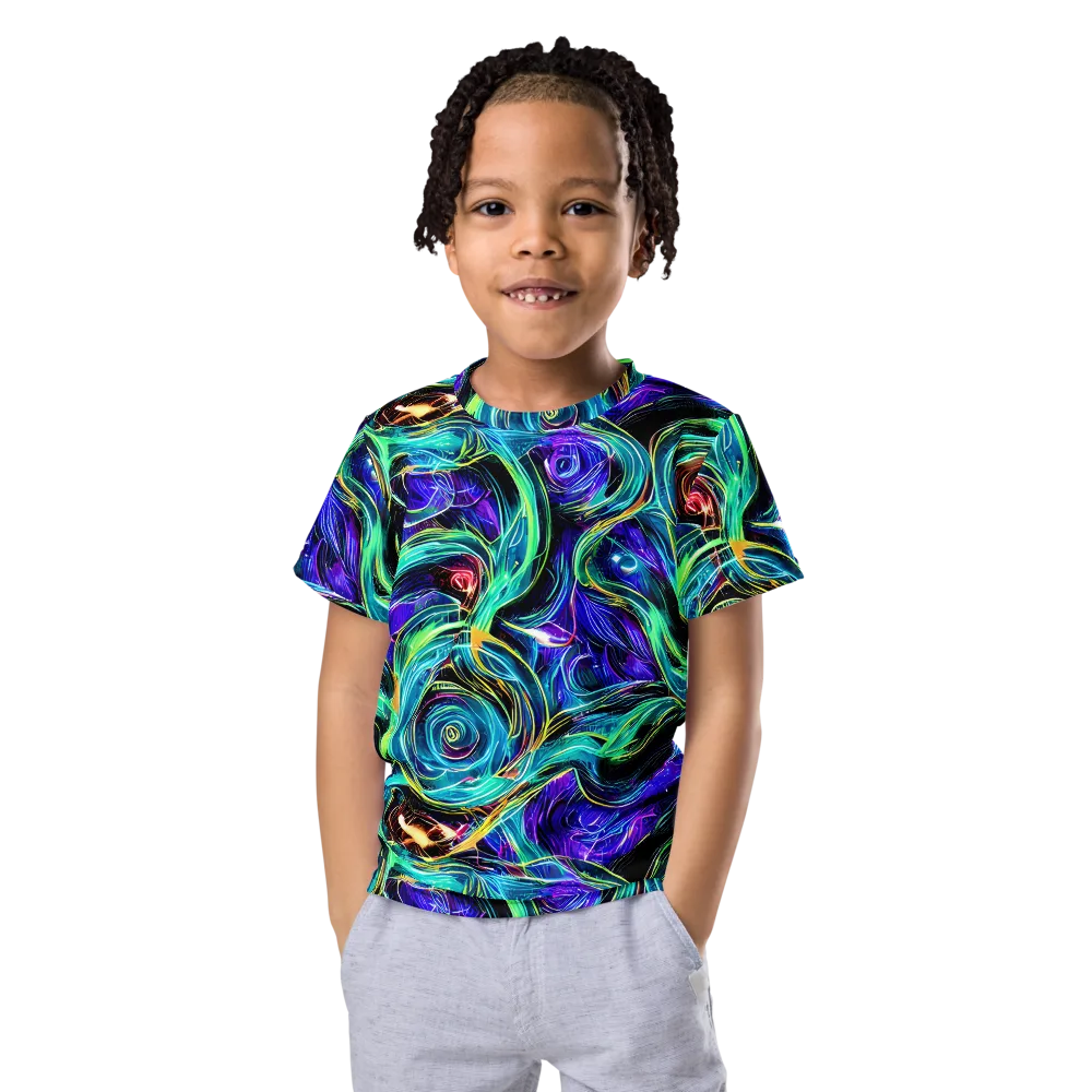Luminous Swirl on Kids Crew Neck T-Shirt — Front