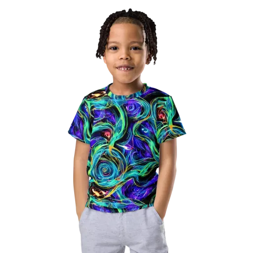 Luminous Swirl on a Kids Crew Neck T-Shirt