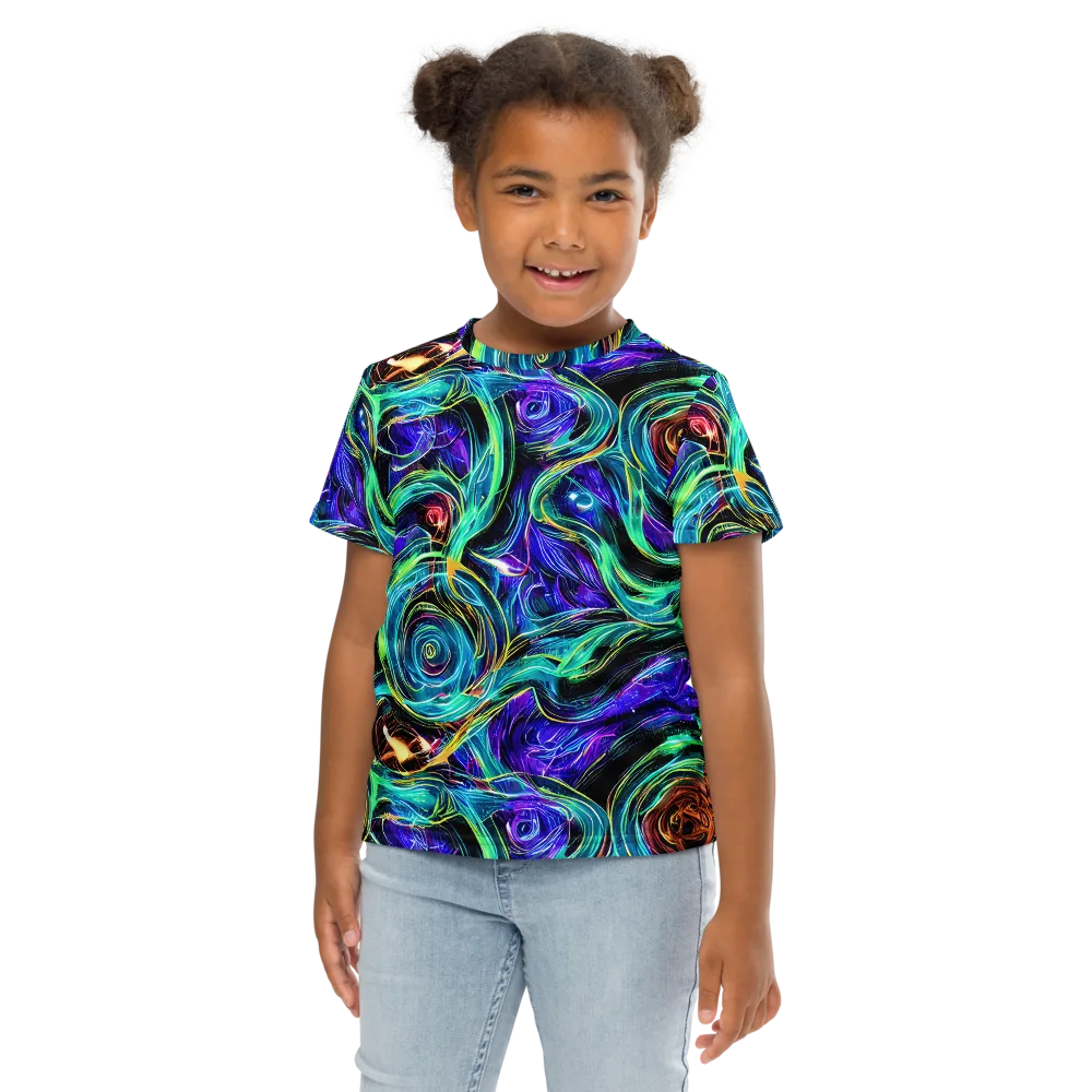 Luminous Swirl on Kids Crew Neck T-Shirt — Front