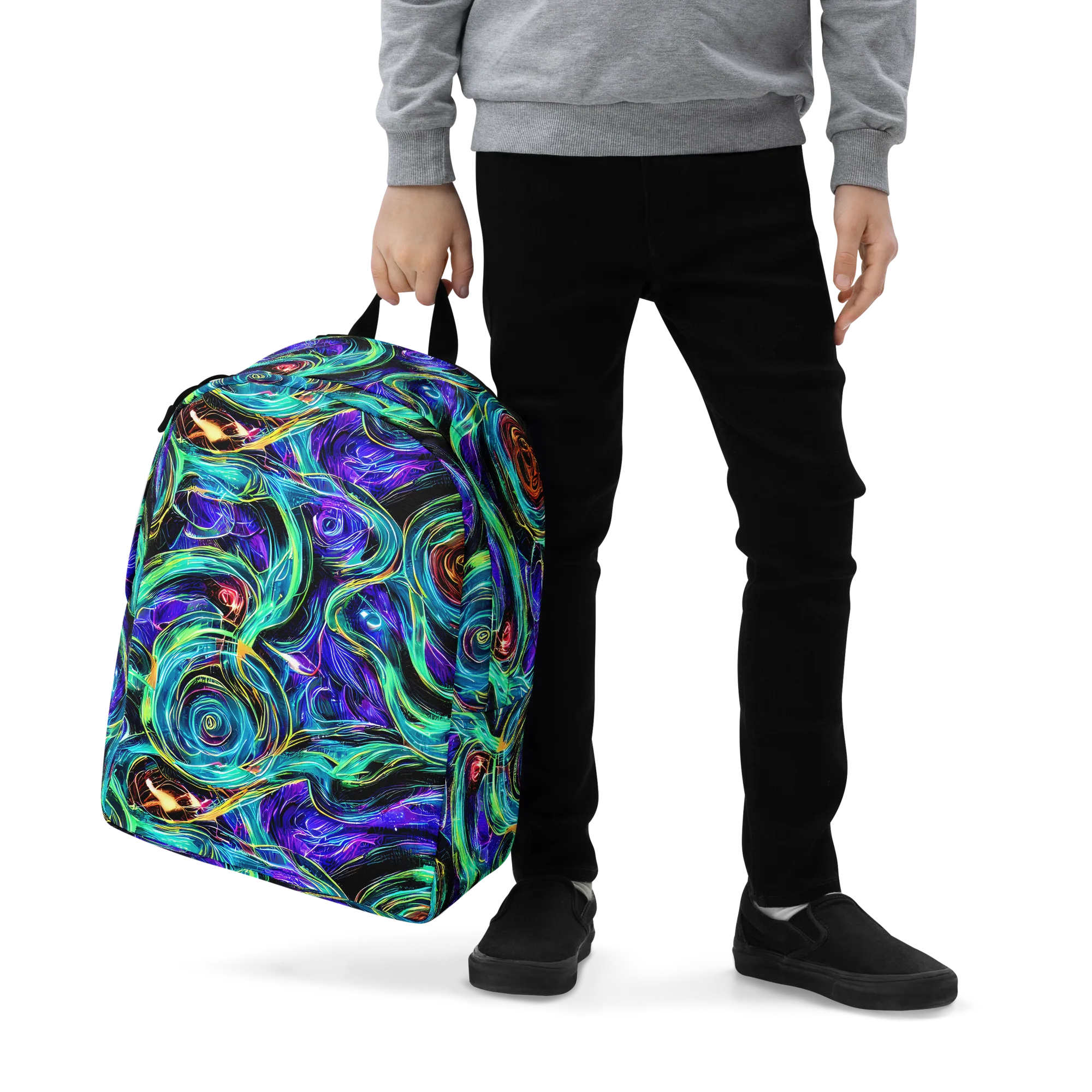 Luminous Swirl on Minimalist Backpack — Zoomed-in