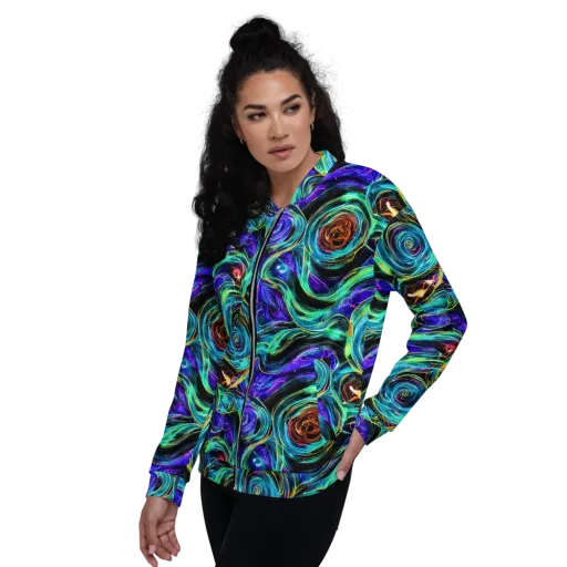 Luminous Swirl on a Bomber Jacket