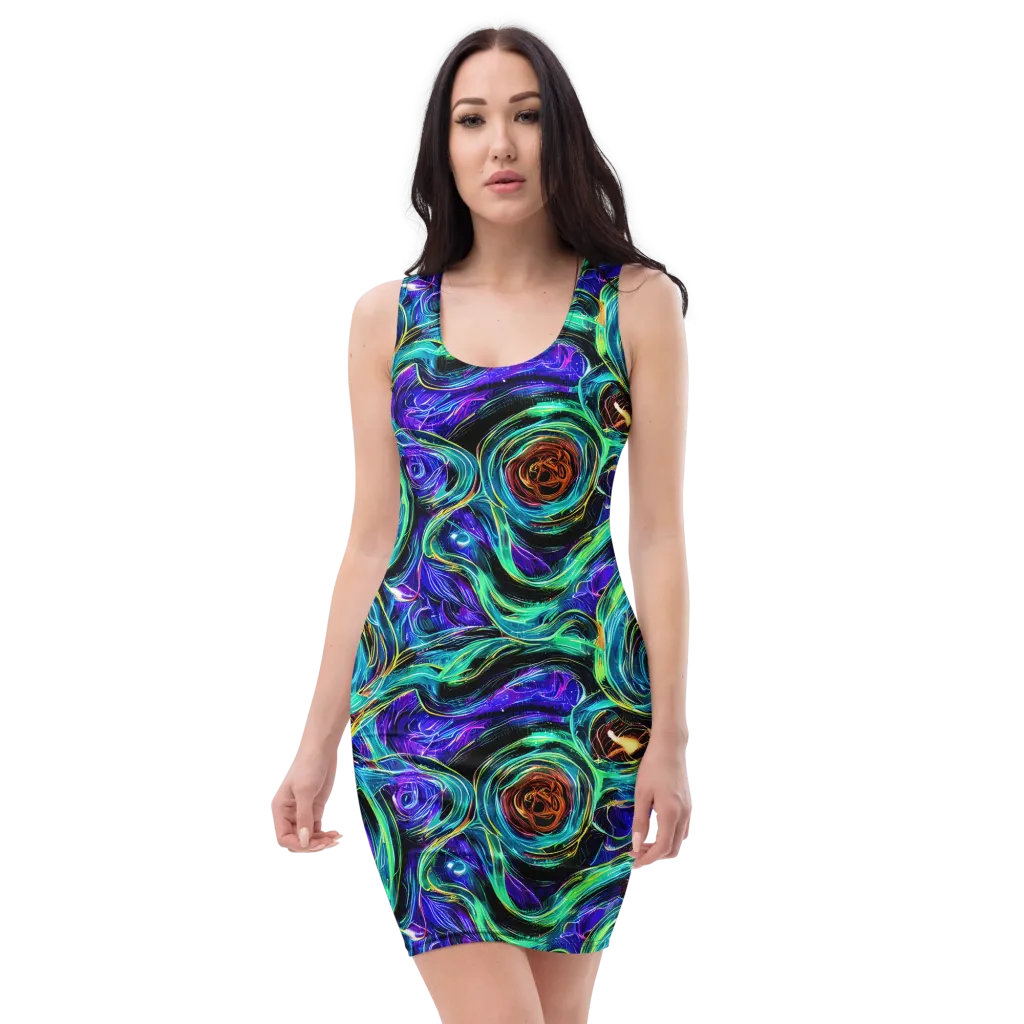 Luminous Swirl on Bodycon Dress — Front