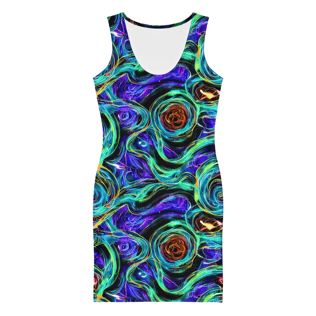 Luminous Swirl on Bodycon Dress — Front