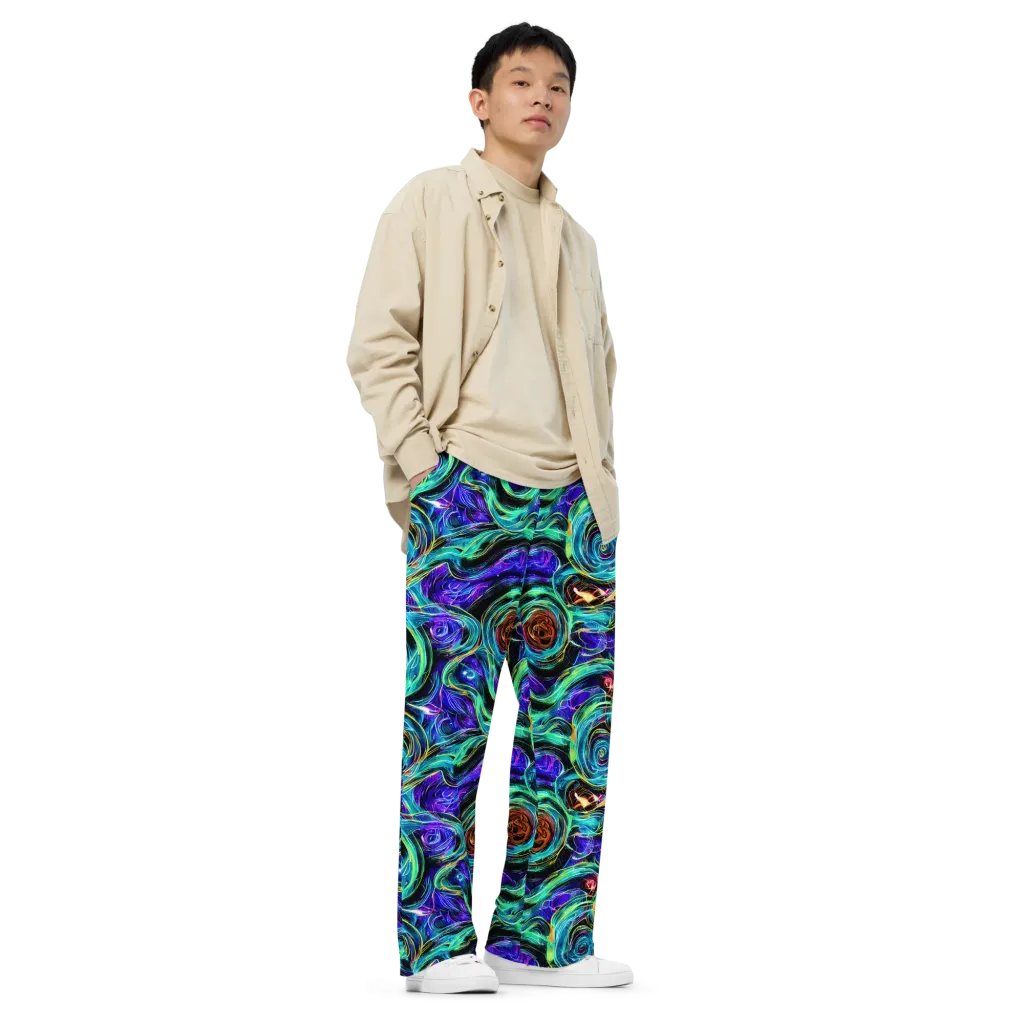 Luminous Swirl on Wide-Leg Pants — Right Front
