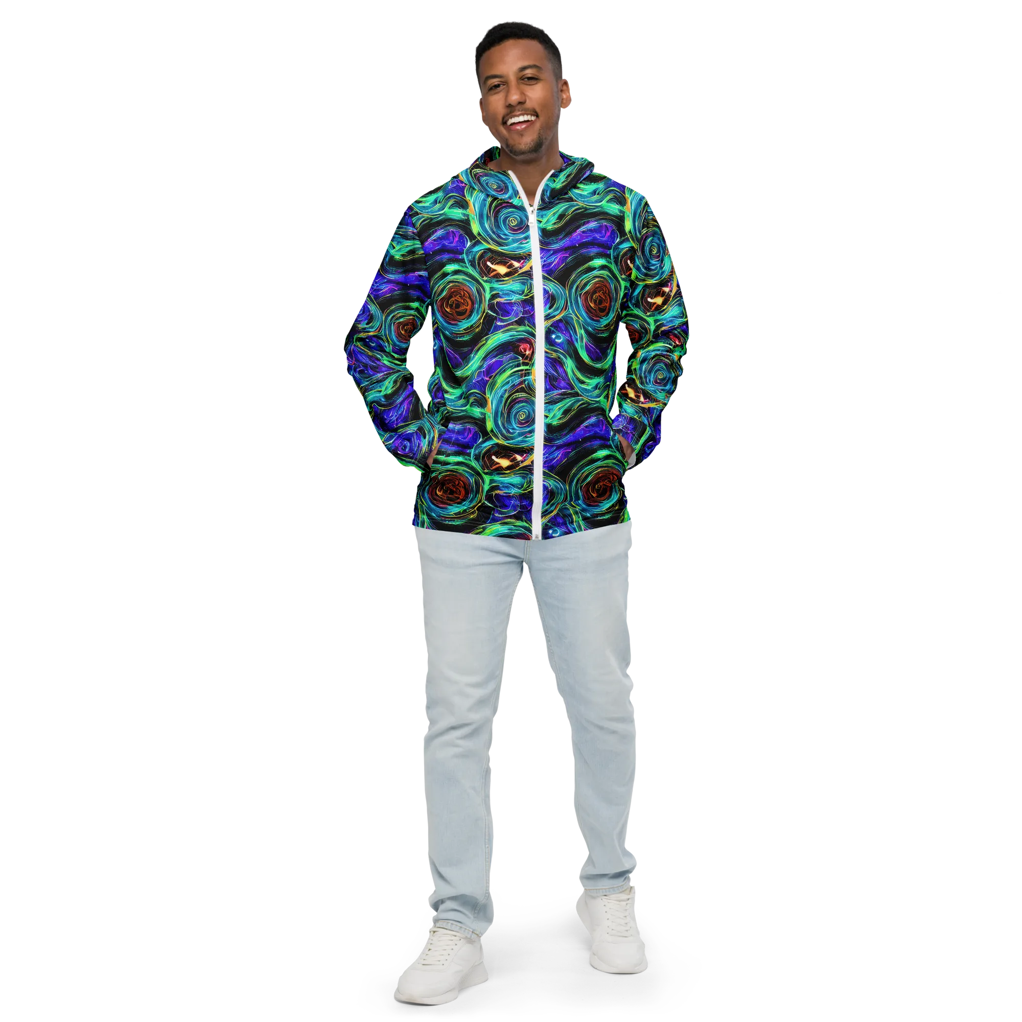 Luminous Swirl on Men's Windbreaker — Front