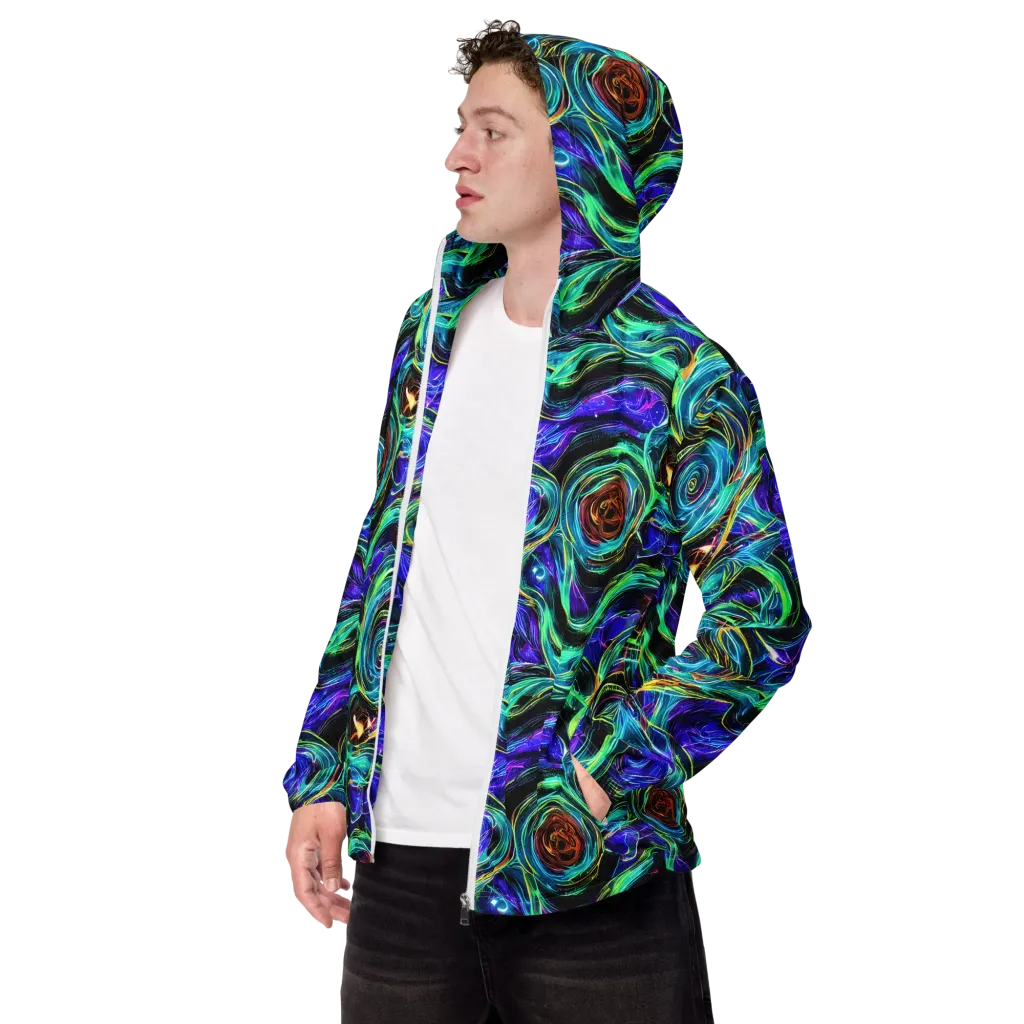 Luminous Swirl on Men's Windbreaker — Left Front