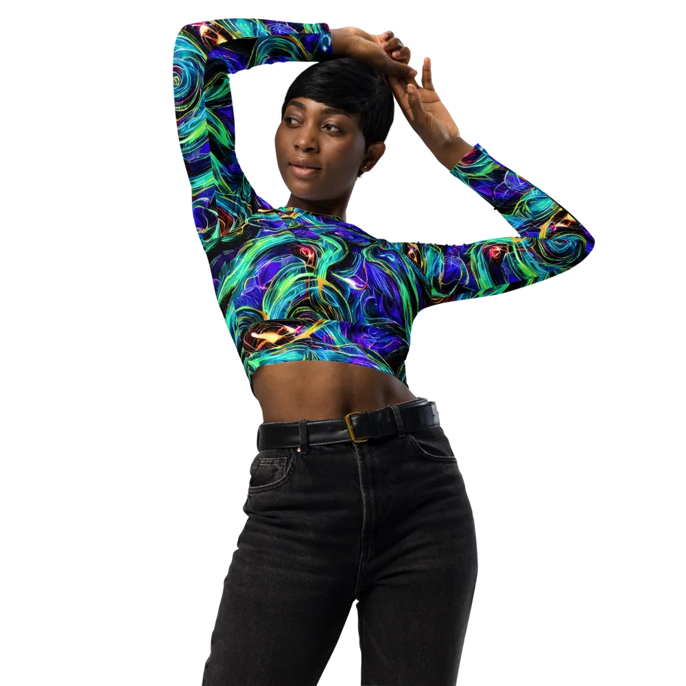 Luminous Swirl on Long Sleeve Crop Top — Front