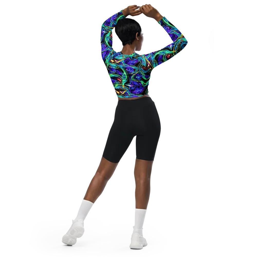 Luminous Swirl on Long Sleeve Crop Top — Back