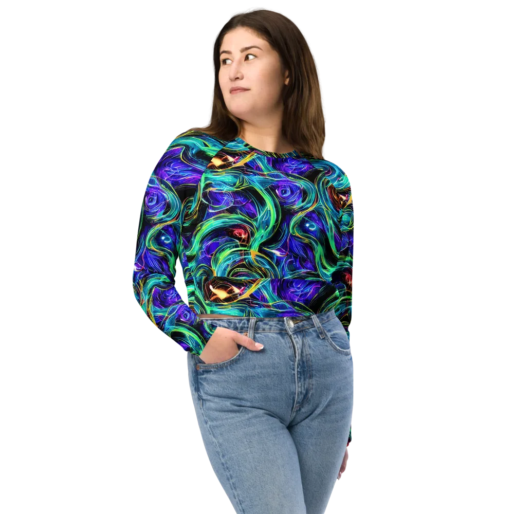 Luminous Swirl on Long Sleeve Crop Top — Front