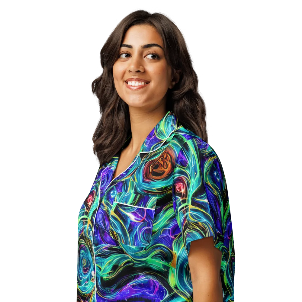 Luminous Swirl on Women's Short Sleeve Pajama Top — Left Front