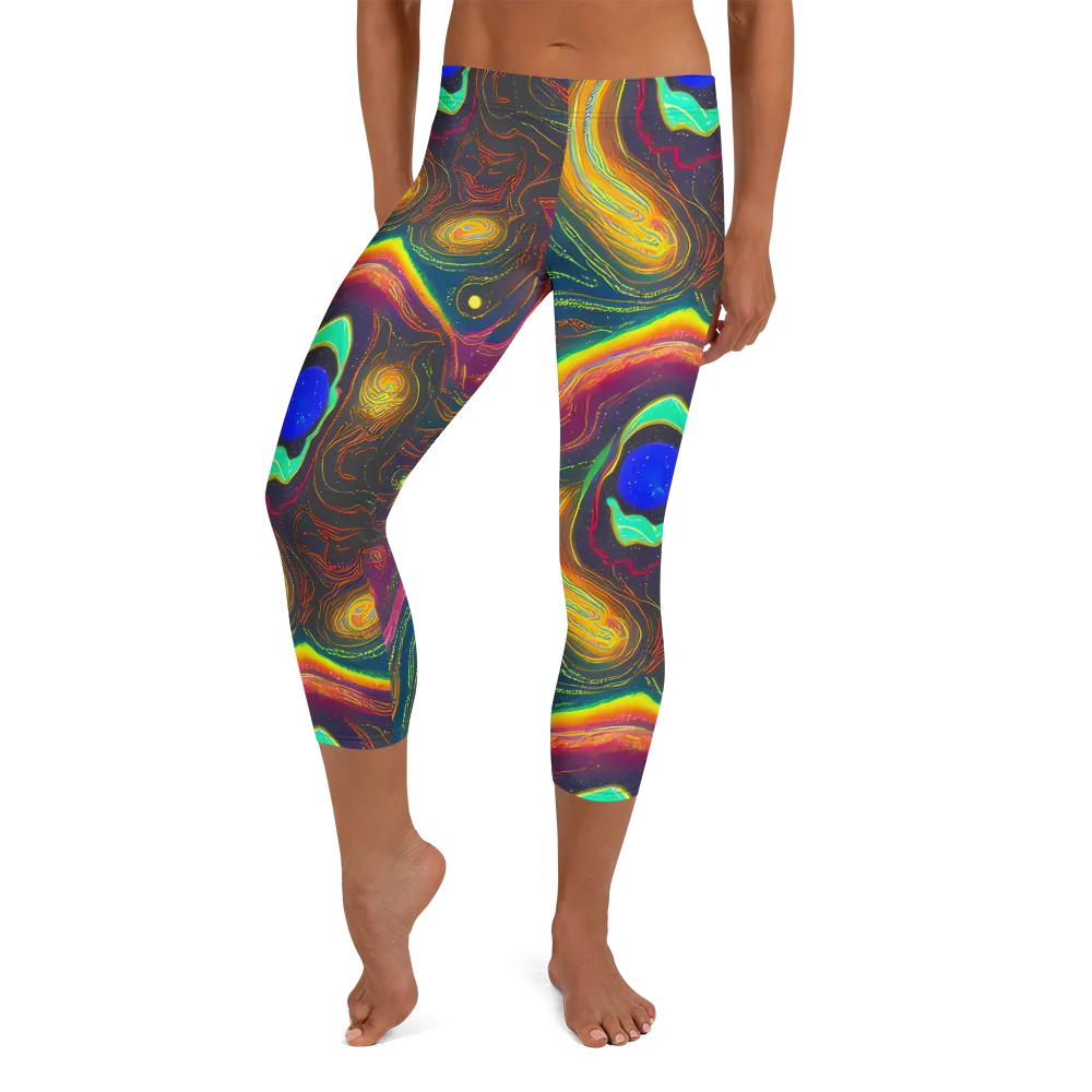 Ultraviolet River on Capri Leggings — Front