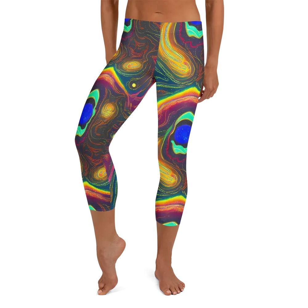 Ultraviolet River on Capri Leggings — Front