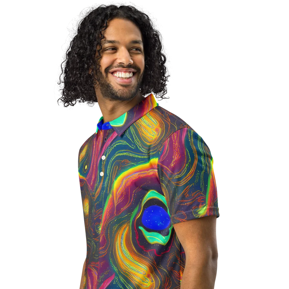 Ultraviolet River on Men's Slim Fit Polo Shirt — Left Front