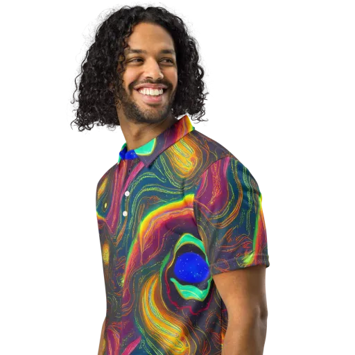 Ultraviolet River on a Men's Slim Fit Polo Shirt