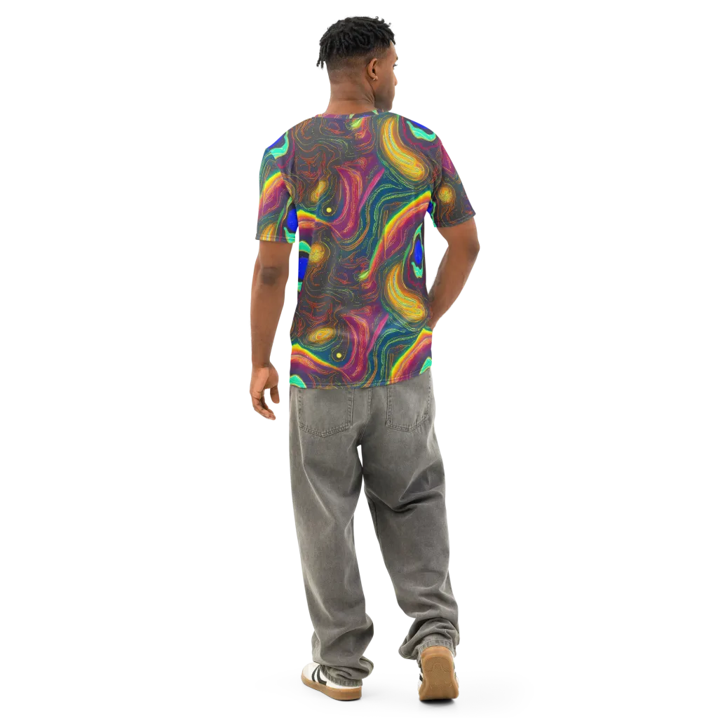 Ultraviolet River on Men's Cotton Crew Neck T-Shirt — Back