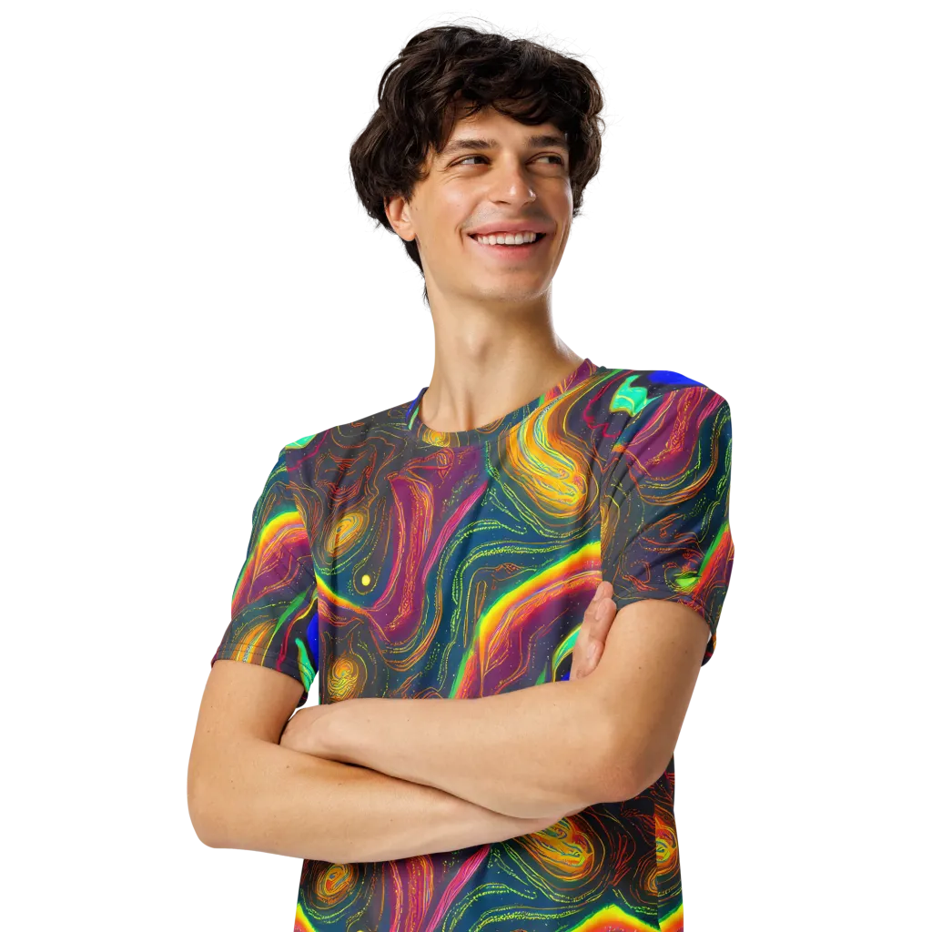 Ultraviolet River on Men's Crew Neck T-Shirt — Left Front