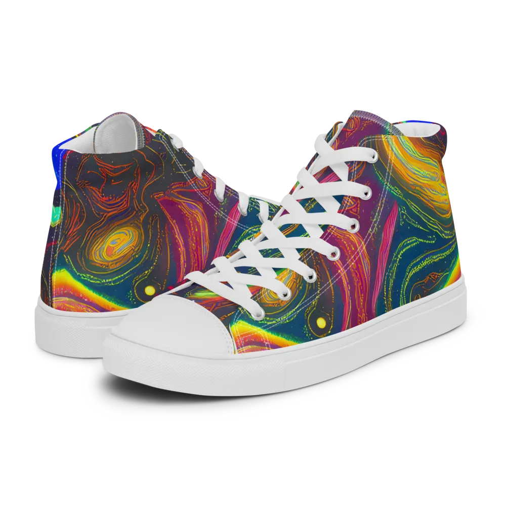 Ultraviolet River on Men's High Top Canvas Shoes — Left