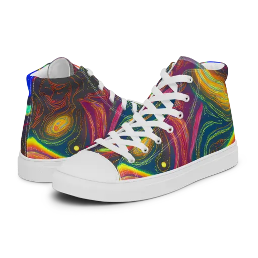 Ultraviolet River on a Men's High Top Canvas Shoes