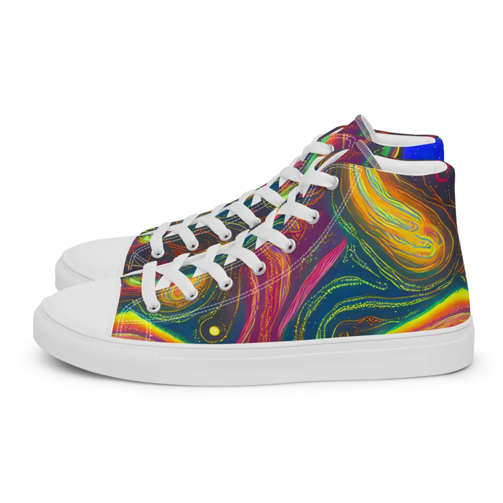 Ultraviolet River on Women's High Top Canvas Shoes — Left
