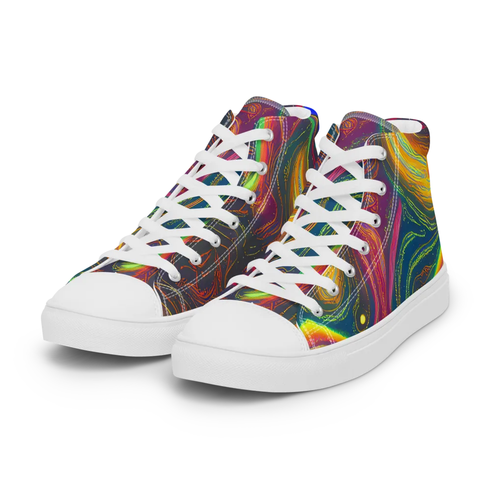 Ultraviolet River on Women's High Top Canvas Shoes — Left Front