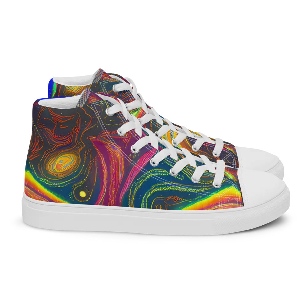 Ultraviolet River on Women's High Top Canvas Shoes — Right