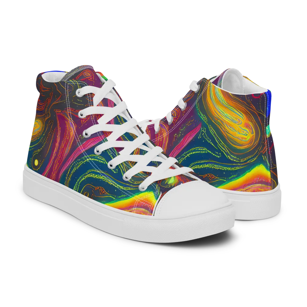 Ultraviolet River on Women's High Top Canvas Shoes — Right