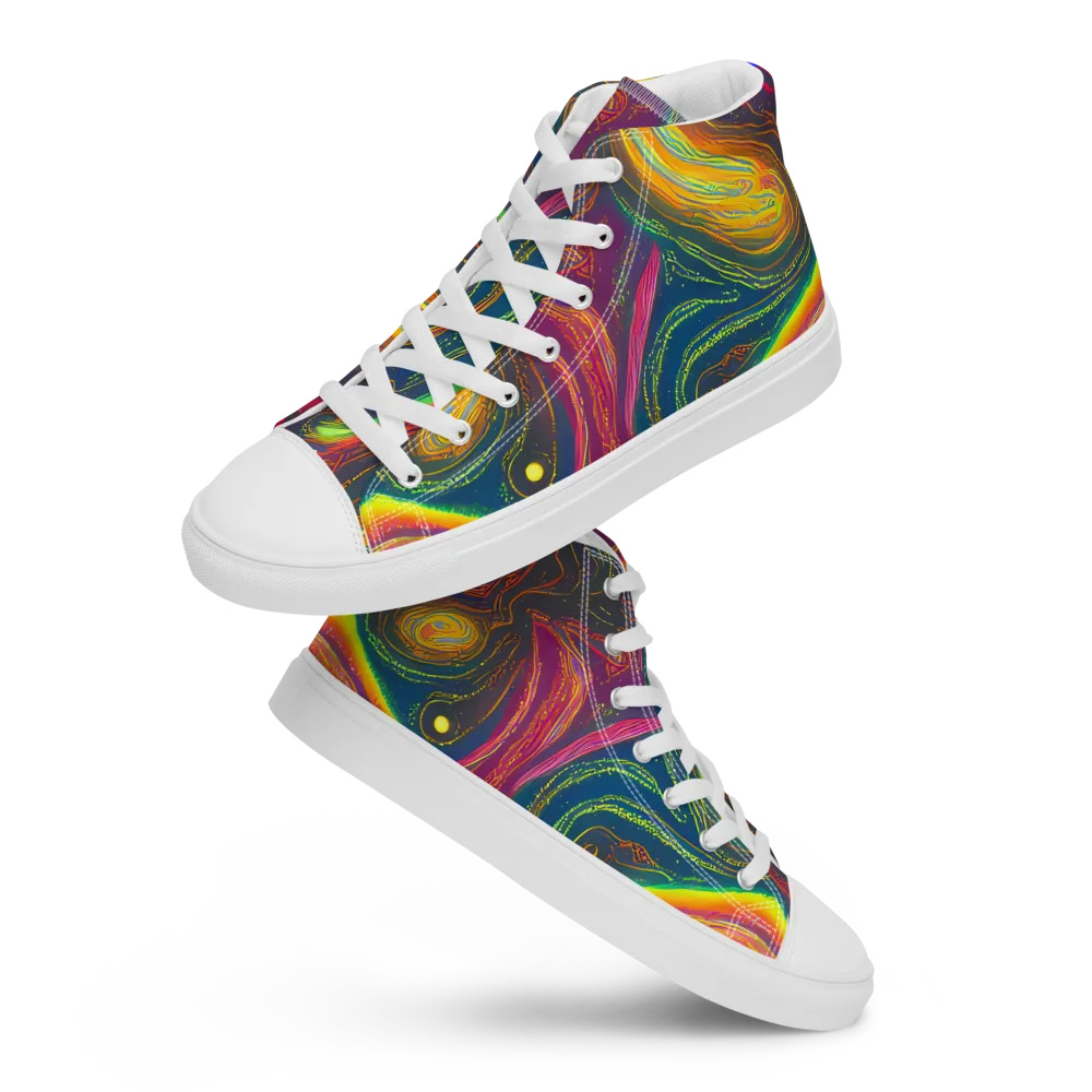 Ultraviolet River on Women's High Top Canvas Shoes — Front