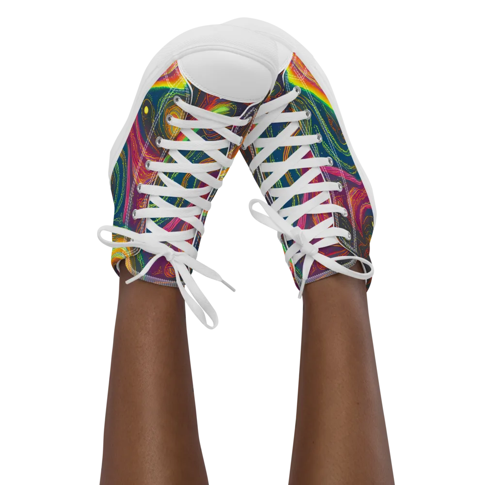 Ultraviolet River on Women's High Top Canvas Shoes — Front