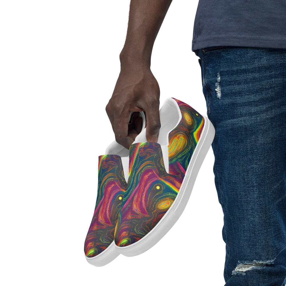 Ultraviolet River on Men's Slip-On Canvas Shoes — Left Front