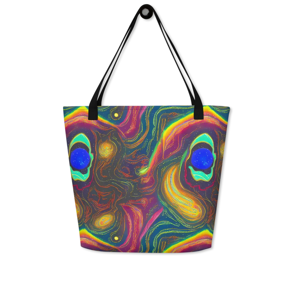 Ultraviolet River on Large Tote Bag W/ Pocket — Front