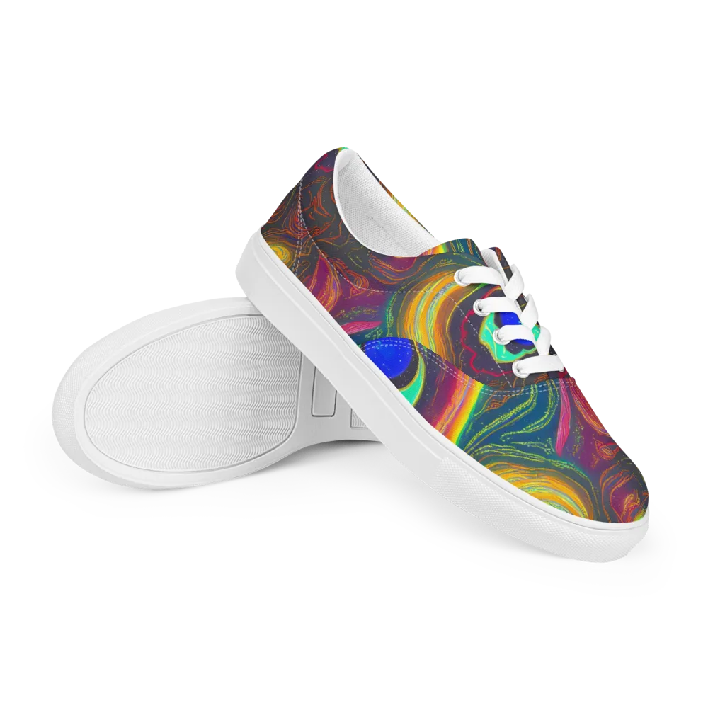 Ultraviolet River on Men's Lace-Up Canvas Shoes — Right Front