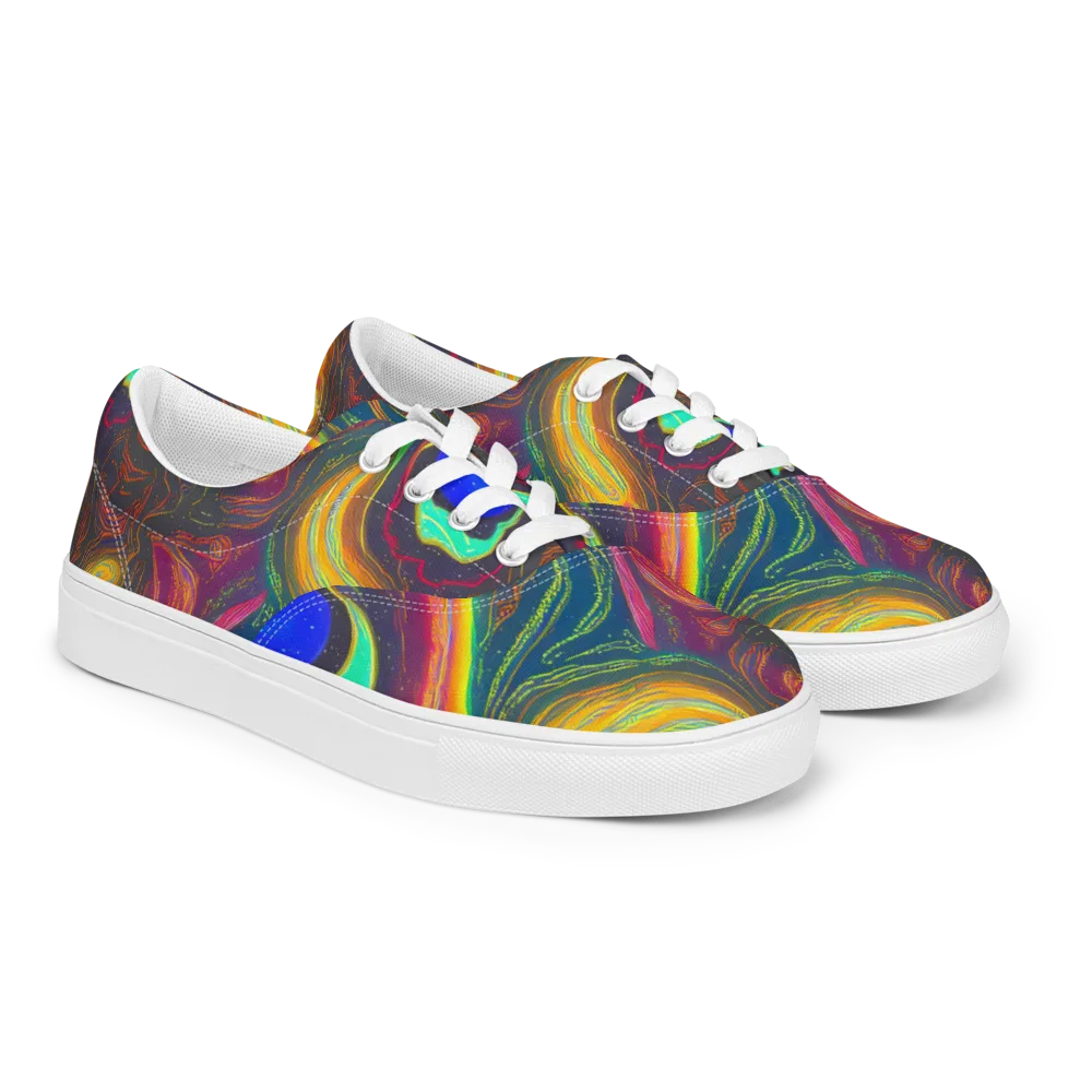 Ultraviolet River on Men's Lace-Up Canvas Shoes — Right Front
