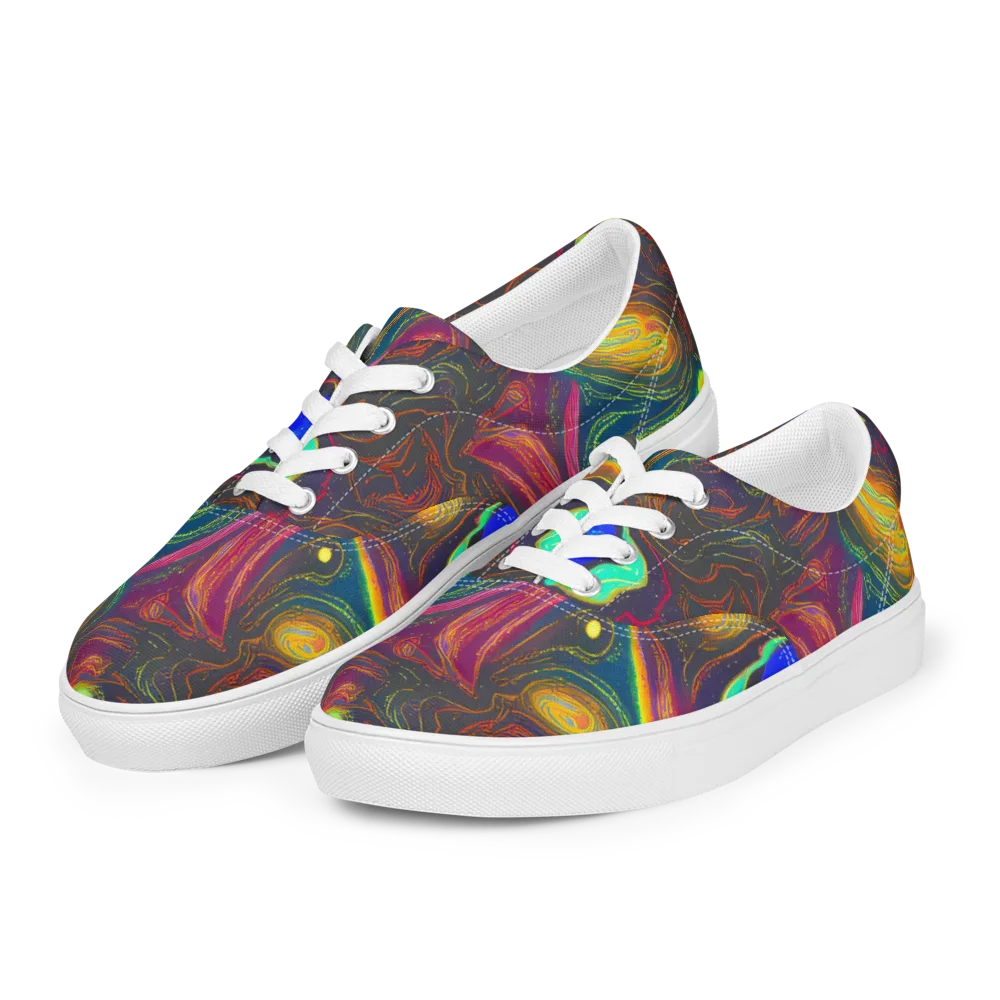Ultraviolet River on Men's Lace-Up Canvas Shoes — Left Front