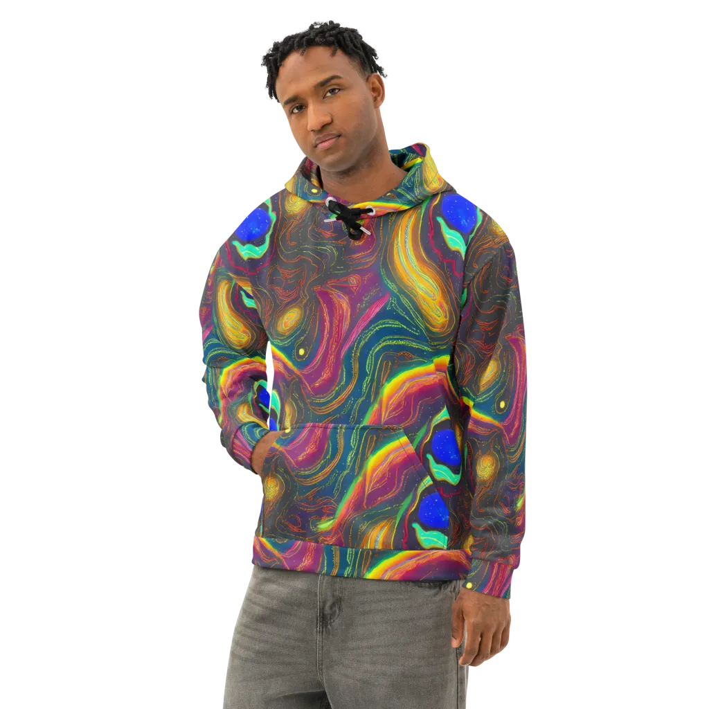 Ultraviolet River on Cotton Hoodie — Left Front
