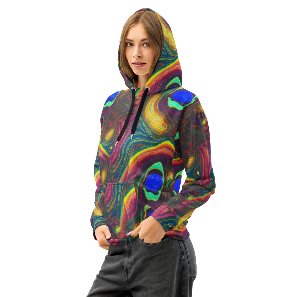 Ultraviolet River on Cotton Hoodie — Left Front
