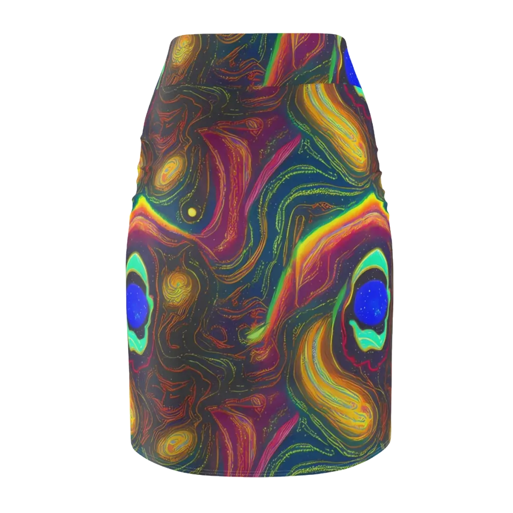 Ultraviolet River on Pencil Skirt — Back