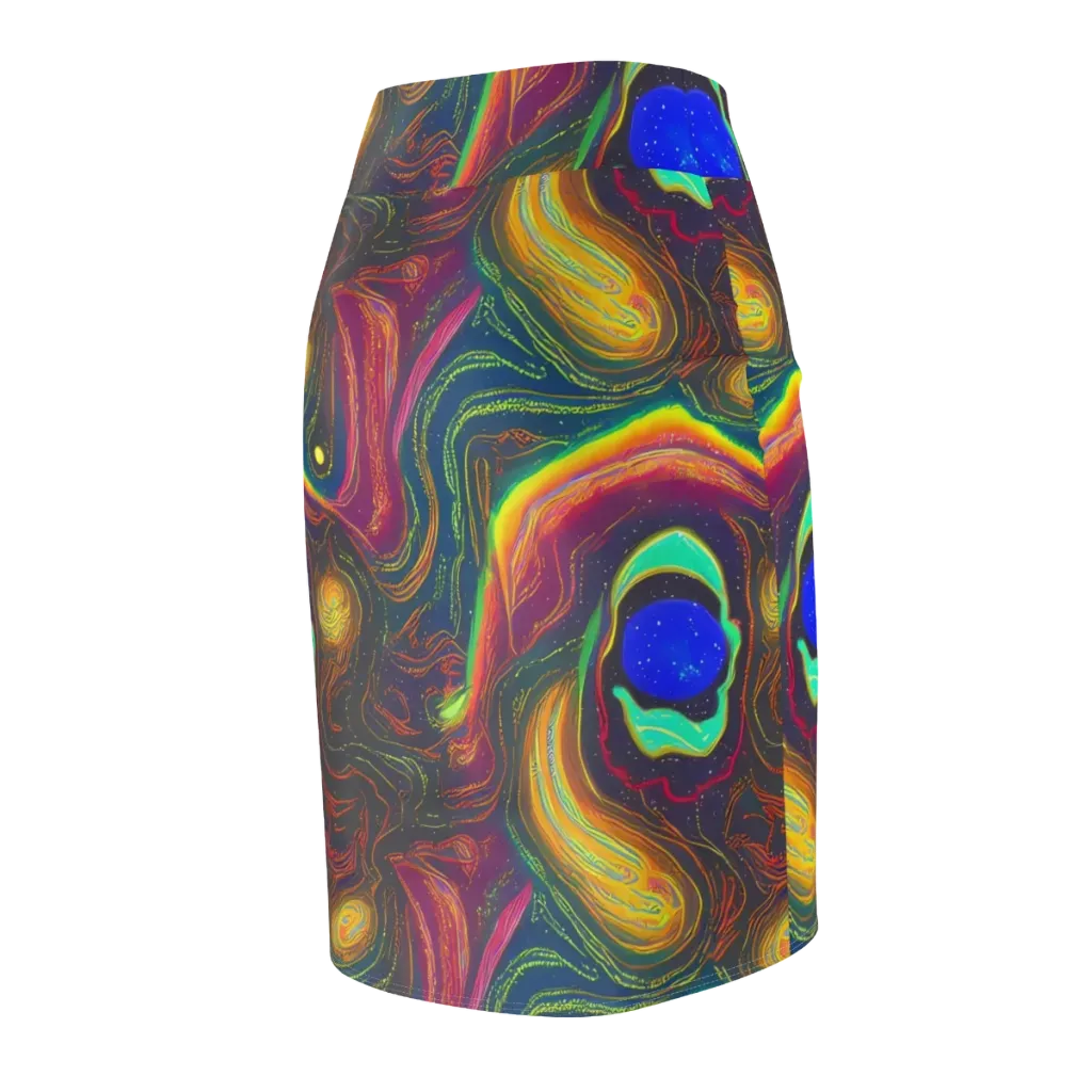 Ultraviolet River on Pencil Skirt — Back Side