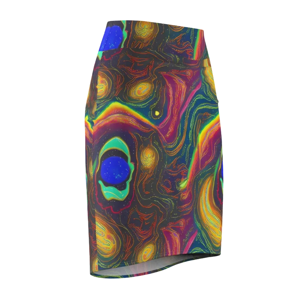 Ultraviolet River on Pencil Skirt — Front Side