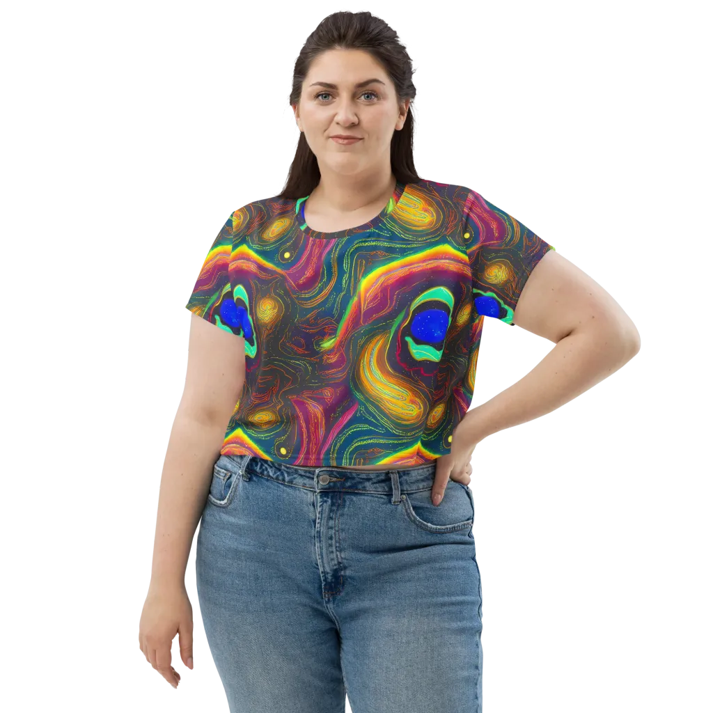 Ultraviolet River on Crop Tee — Front