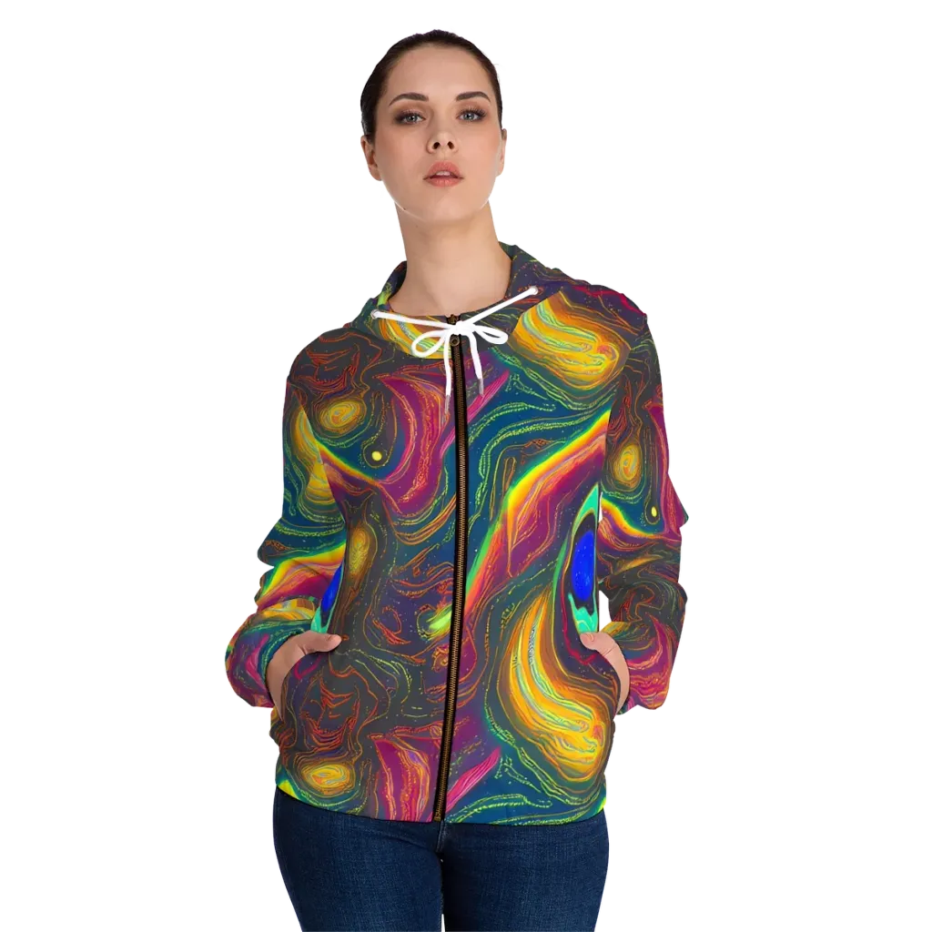 Ultraviolet River on Women's Full-Zip Hoodie — Front On Person